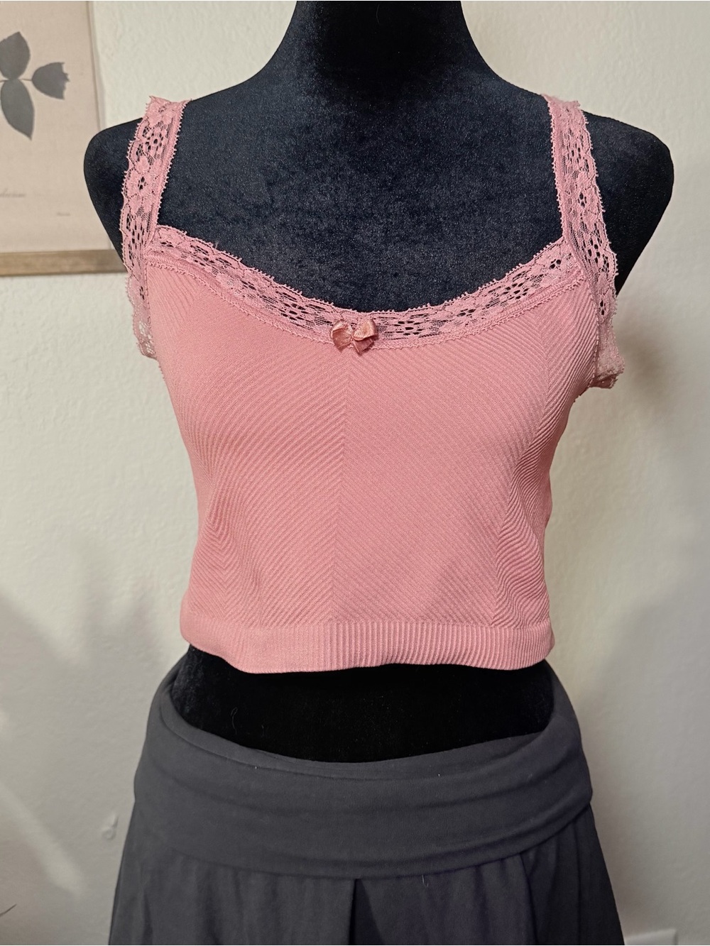 Out From Under Pink Lace Tank Top with Bow